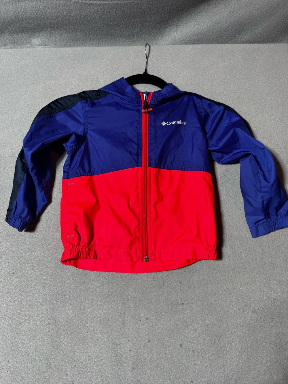 NWOT Columbia Kids Raincoat Blue and Red Hooded Windbreaker